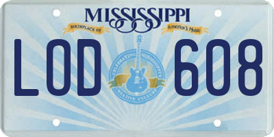MS license plate LOD608