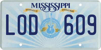 MS license plate LOD609