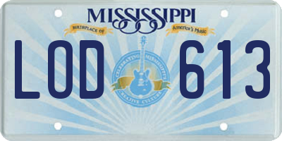 MS license plate LOD613