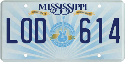 MS license plate LOD614