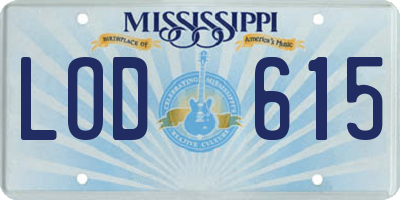 MS license plate LOD615