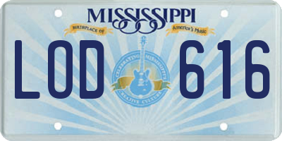 MS license plate LOD616