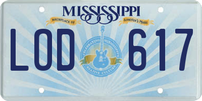 MS license plate LOD617