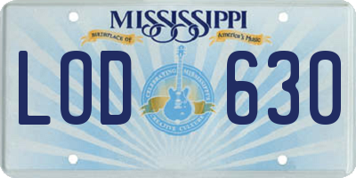 MS license plate LOD630