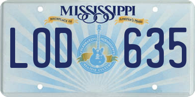 MS license plate LOD635