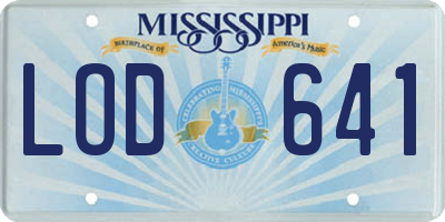 MS license plate LOD641