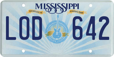 MS license plate LOD642