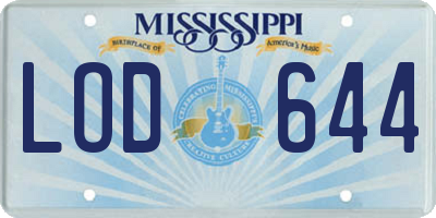 MS license plate LOD644