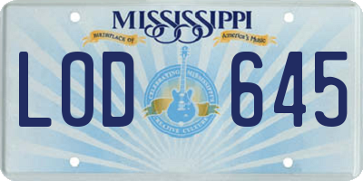 MS license plate LOD645