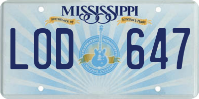 MS license plate LOD647