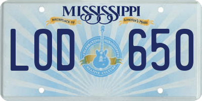 MS license plate LOD650