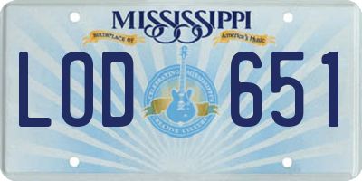 MS license plate LOD651