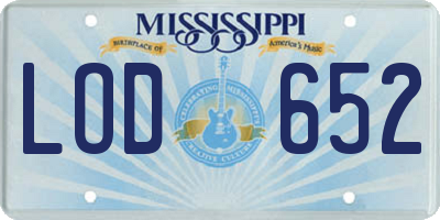 MS license plate LOD652