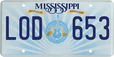 MS license plate LOD653