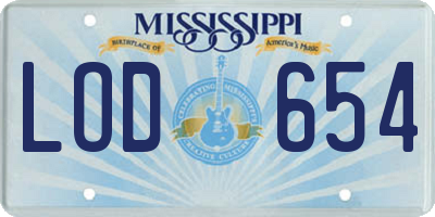 MS license plate LOD654