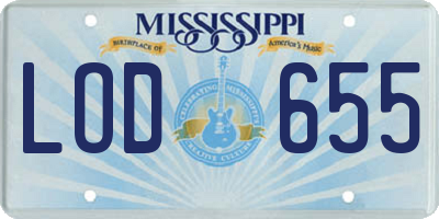 MS license plate LOD655