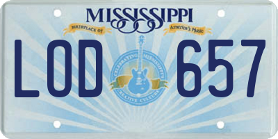 MS license plate LOD657