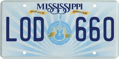 MS license plate LOD660