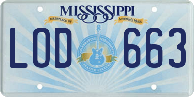 MS license plate LOD663