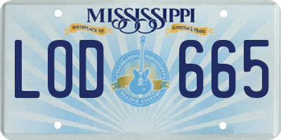 MS license plate LOD665