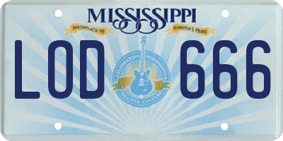 MS license plate LOD666