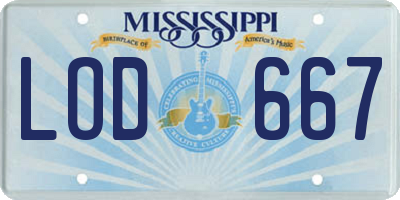 MS license plate LOD667