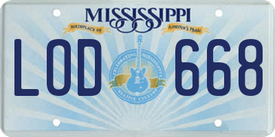 MS license plate LOD668