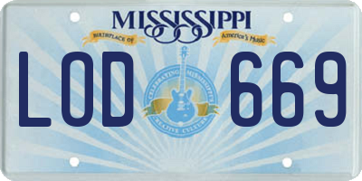 MS license plate LOD669