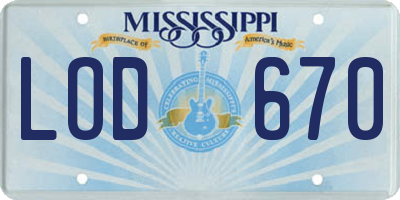 MS license plate LOD670