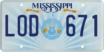 MS license plate LOD671
