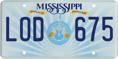 MS license plate LOD675