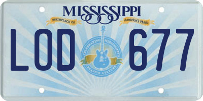MS license plate LOD677