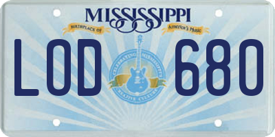 MS license plate LOD680
