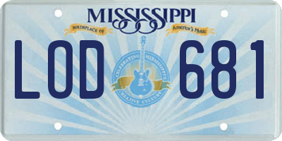 MS license plate LOD681