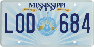 MS license plate LOD684