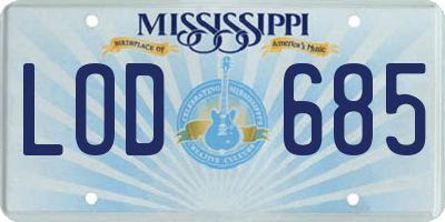 MS license plate LOD685