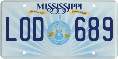 MS license plate LOD689