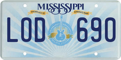 MS license plate LOD690