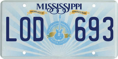 MS license plate LOD693
