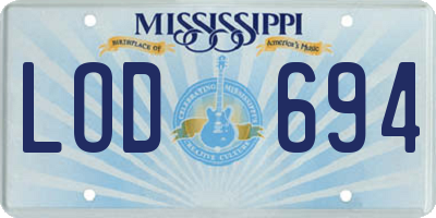 MS license plate LOD694