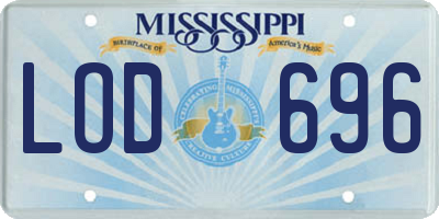 MS license plate LOD696