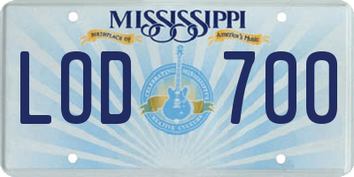 MS license plate LOD700