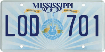 MS license plate LOD701