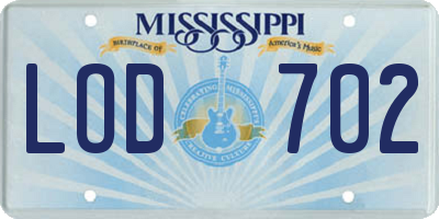 MS license plate LOD702
