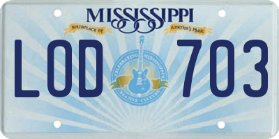 MS license plate LOD703