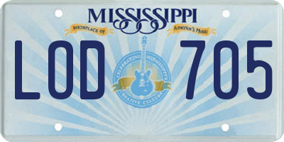 MS license plate LOD705
