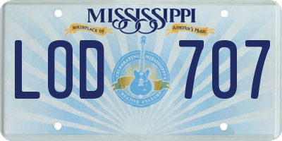 MS license plate LOD707