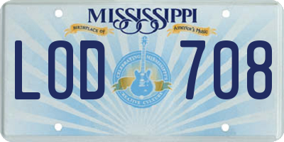 MS license plate LOD708