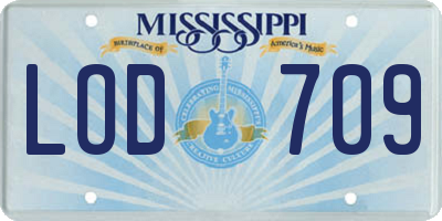 MS license plate LOD709