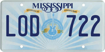 MS license plate LOD722